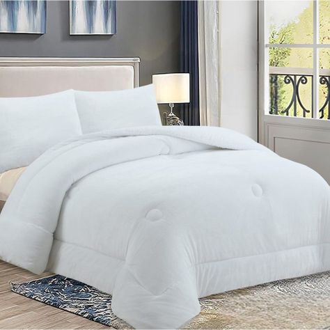 COBERTOR DE INVIERNO PLUSH LISO 2 PLAZAS BLANCO-1