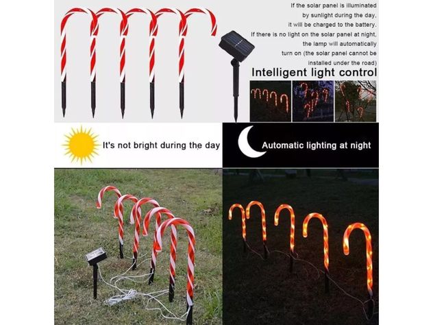  Luces Decorativas Solares Navideñas Bastones Navideños-3