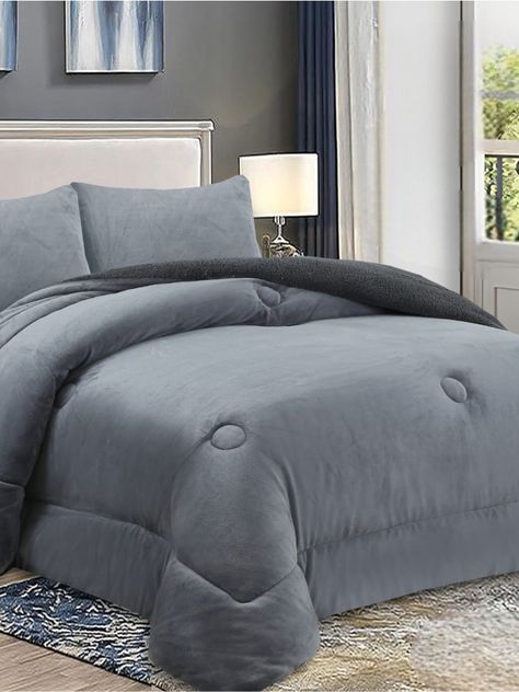 COBERTOR DE INVIERNO PLUSH LISO 2 PLAZAS GRIS-1