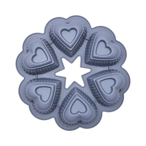 Molde De Silicona 6 Cupcakes Corazón-0