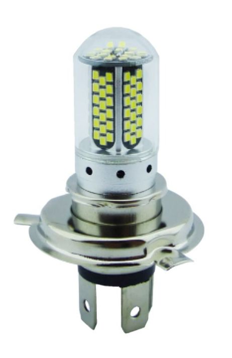 AMPOLLETA PARA MOTO H-4 NEW LUZ BLANCA 106 LED 20W 12 VOLT. ALUMINIO EN BLISTER-0