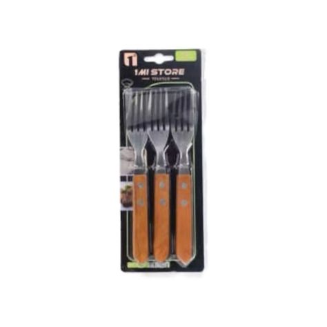 Set 3 Cubiertos Mango Madera 18cm-0