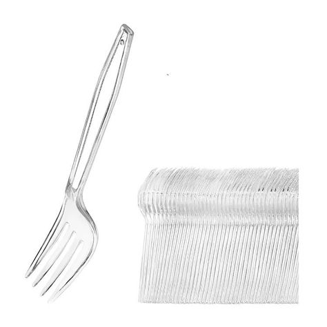 Pack 100 Tenedores Transparente Reutilizable - Desechable-0