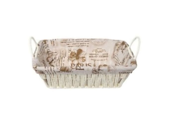CESTA CANASTO DE MIMBRE DECORATIVO TELA INTERIOR  27X 20X 8CM 50251-0