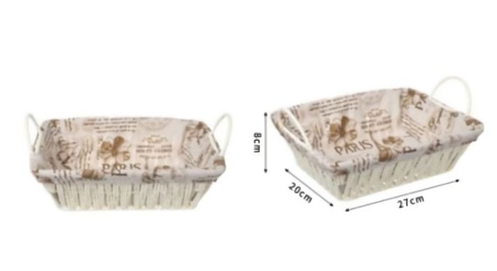 CESTA CANASTO DE MIMBRE DECORATIVO TELA INTERIOR  27X 20X 8CM 50251-1