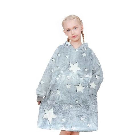 Polerón De Franela Con Capucha Para Niños Luminoso C/Gris-0