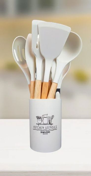 Set 12 Utensilios De Cocina Silicona Blanco-1