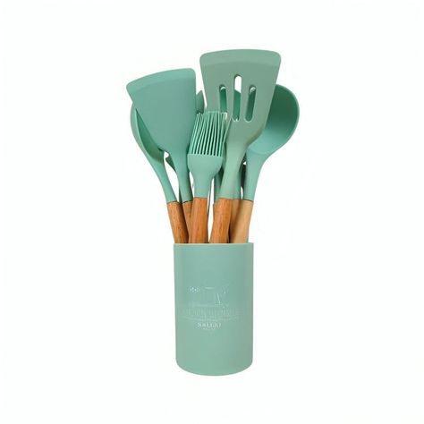 Set 12 Utensilios De Cocina Silicona Verde -0