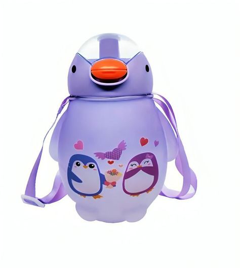 Botella Agua Pinguino Kawaii Con Stickers Y Correa 1500ml -0