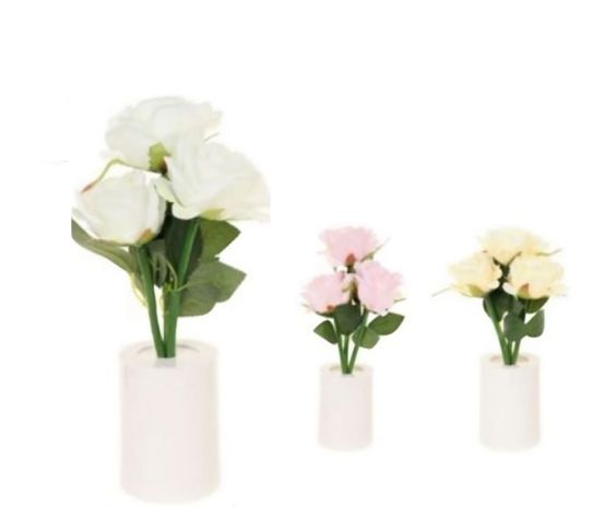 set x2 FLORERO PEQUEÑO  CON ROSAS DECORACION 27,5 X 7,5CM - COLOR SURTUDO-1