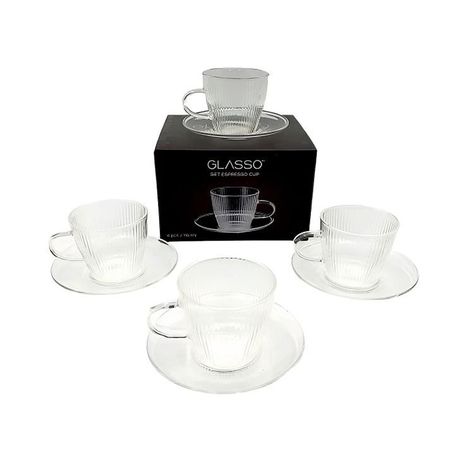 SET 4 TAZAS C/PLATO ESPRESSO GLASSO-0