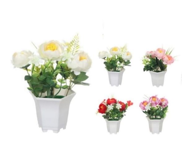 Set x2 Flores Macetero Artificial De Mesa Decorativa Hogar colores  22cm-2