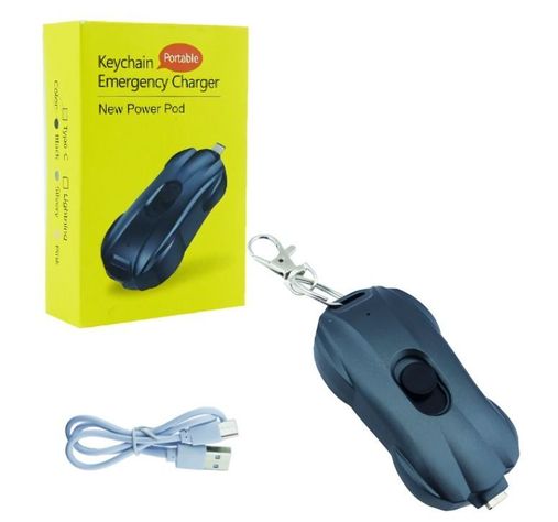 BATERIA EMERGENCIA MINI TYPE-C PORTABLE TIPO LLAVERO NEGRO EN CAJA-3