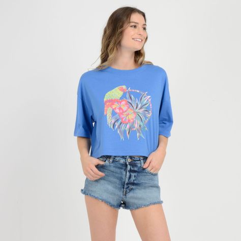 POLERA MANGA CORTA PARROT  AZUL-1