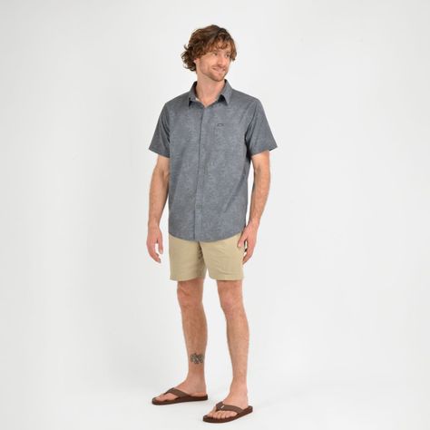 CAMISA MANGA CORTA TVLR UPF TRAVERSE  LEAF  GRIS-1
