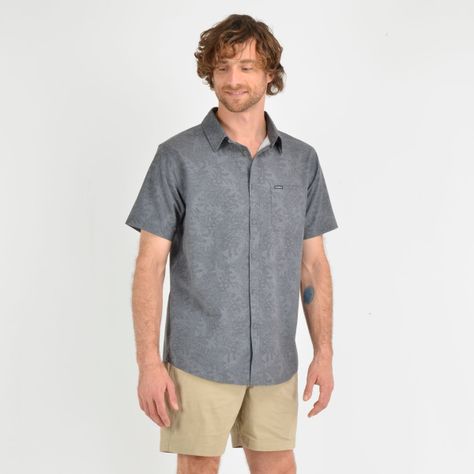 CAMISA MANGA CORTA TVLR UPF TRAVERSE  LEAF  GRIS-2
