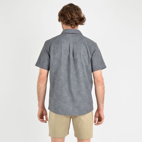 CAMISA MANGA CORTA TVLR UPF TRAVERSE  LEAF  GRIS-3