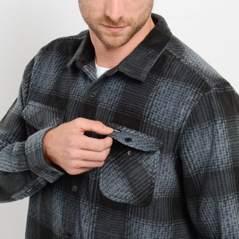CAMISA POLAR GLACIER PLAID GRIS OSCURO-4
