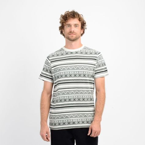 POLERA MANGA CORTA IKAT JACQUARD BEIGE CLARO-0