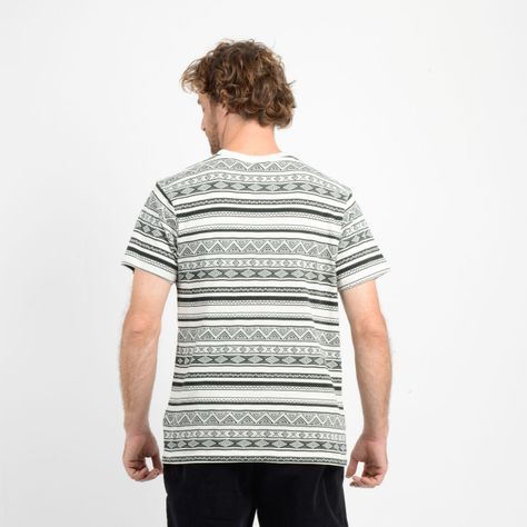 POLERA MANGA CORTA IKAT JACQUARD BEIGE CLARO-1
