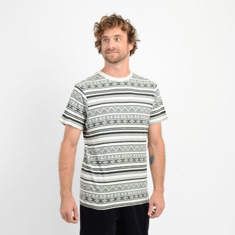 POLERA MANGA CORTA IKAT JACQUARD BEIGE CLARO-3