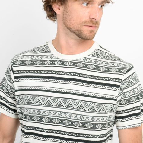 POLERA MANGA CORTA IKAT JACQUARD BEIGE CLARO-4