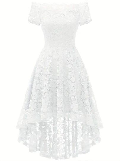 Vestido Hombros Libres Manga Corta, Falda Mullet.-0