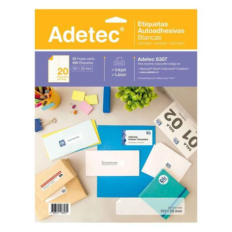  Etiquetas Adhesivas Inkjet/laser 101x25 Mm 25 Hj - 6307-0