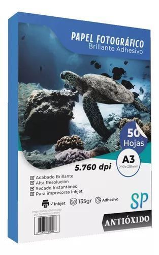 Papel Fotográfico Adhesivo Glossy 135 g A3 X 50 Hojas-0