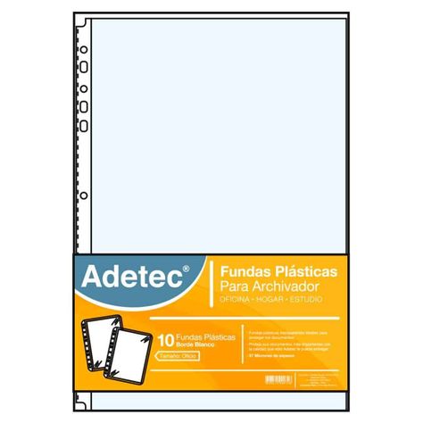 Funda Plastica Para Archivador Oficio Blanco 10 Und - 9050-0