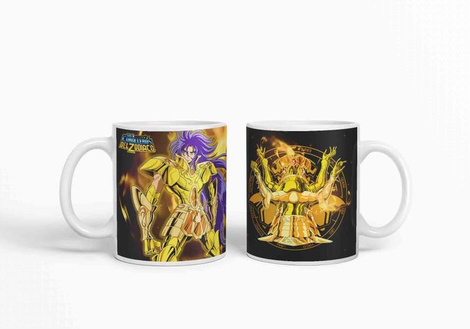 Taza Caballero del Zodiaco - Géminis Negro  D16 (320ml)-2