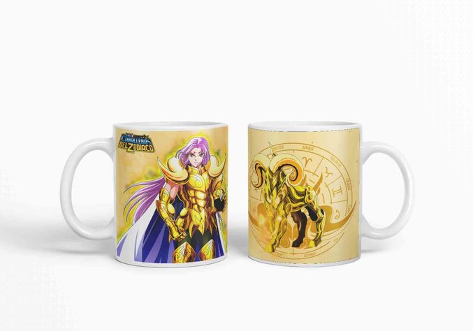 Taza Caballero del Zodiaco - Aries Dorado D4-2