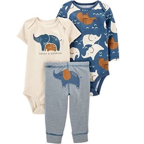 Conjunto 3 Piezas, Buzo y Bodys Bebé modelo de elefantes-0