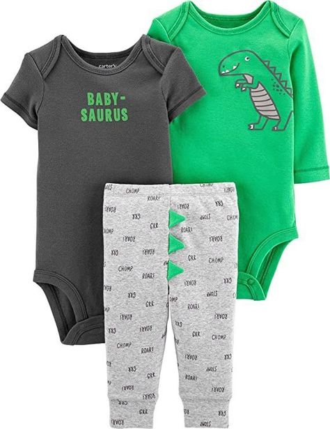 Conjunto 3 Piezas, Buzo y Bodys Bebé modelo de dinosaurio-0
