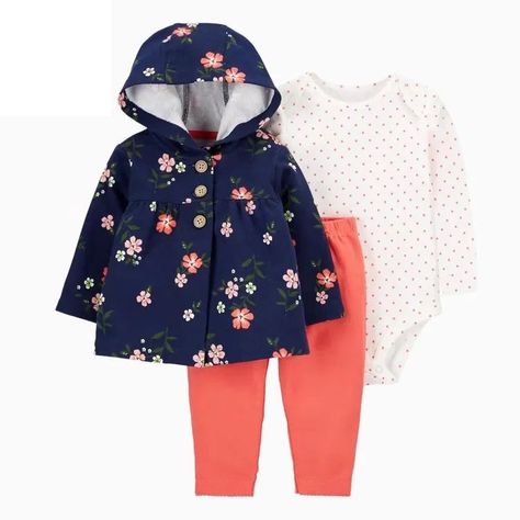 Conjunto 3 Piezas Polerón, Buzo y Body Bebé modelo de flores-0