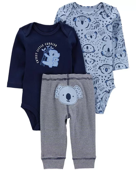 Conjunto 3 Piezas, Buzo y Bodys Bebé modelo de koala-0