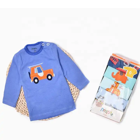 Set De 5 Poleras Manga Larga Niño Algodón. Modelos Surtidos-0