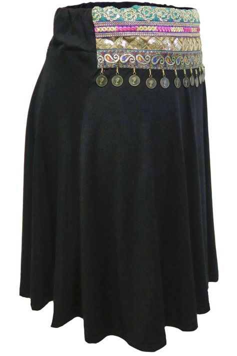Falda Godet Medallas Negro Nicopoly-1