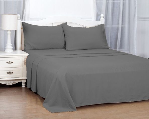 Set De Sábanas King Gris Oscuro-0