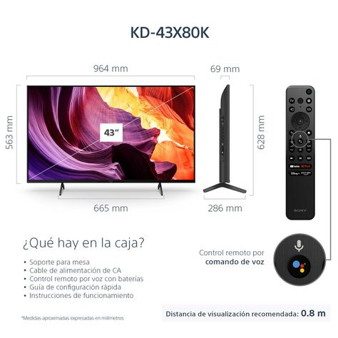 LED Smart TV 43' 4K Ultra HD Google TV KD-43X80K-2