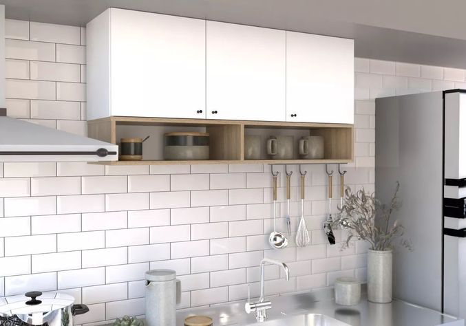 Mueble Aereo Cocina Mural Gabinete 3 Puertas Estantes 1.15m-1