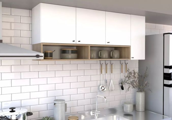 Mueble Aereo Cocina Mural Gabinete 4 Puertas Estantes 1.40m-1