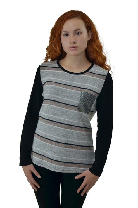 Polera Rallada Manga Larga gris Alexandra Cid-2
