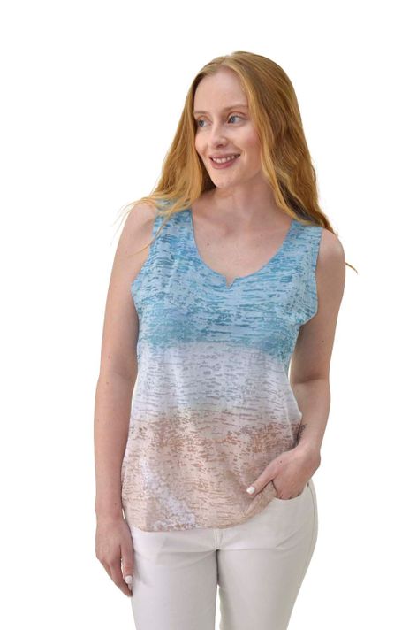 Polera degrade s/manga turquesa Alexandra Cid-0