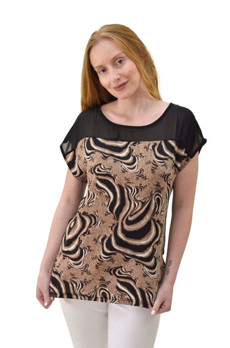 Polera animal chifon negro Alexandra Cid-0