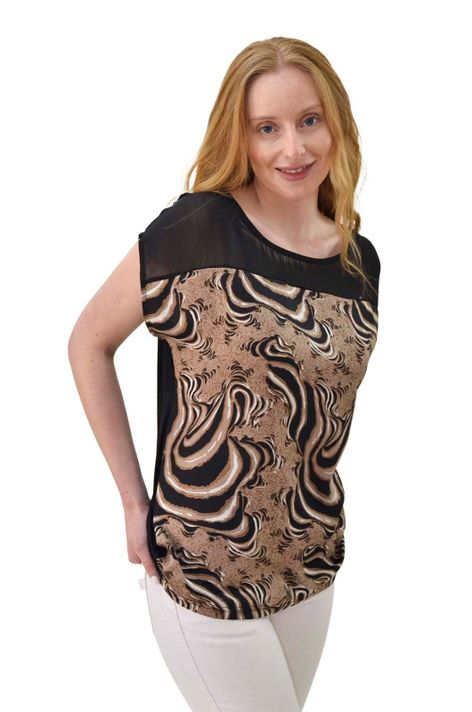 Polera animal chifon negro Alexandra Cid-1