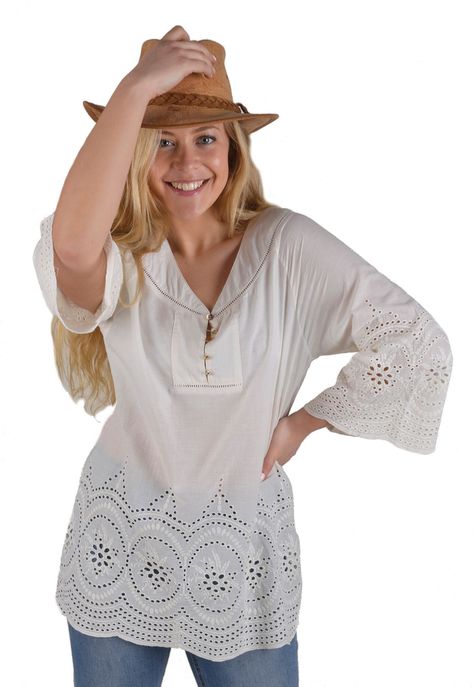 Blusa Broderie Crudo Alexandra Cid-0