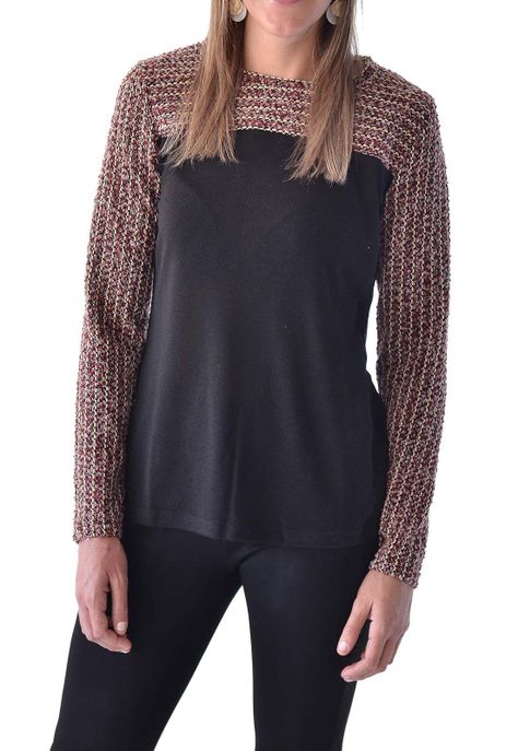 Polera Aplicación Lana Granate Alexandra Cid-0