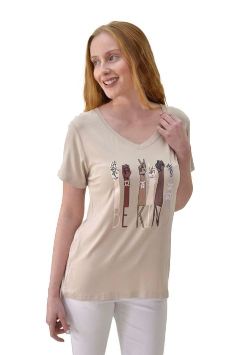 Polera simbolos beige Alexandra Cid-0