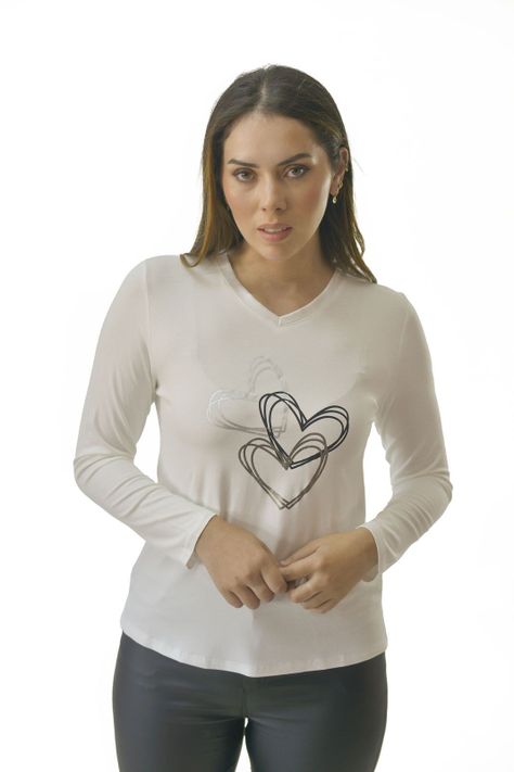 Polera Corazones Crudo Alexandra Cid-0